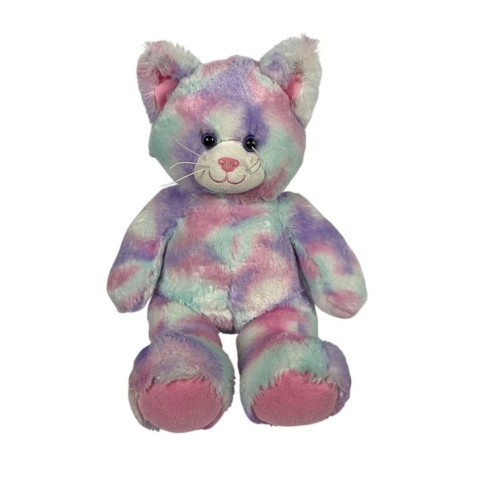 Build-A-Bear Workshop Pastel Swirl Kitty Cat Plush Pink Purple Teal 16" 24357